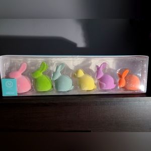 Martha Stewart Flocked Easter Bunny Rabbit Pastel Fuzzy Bunnies NWT